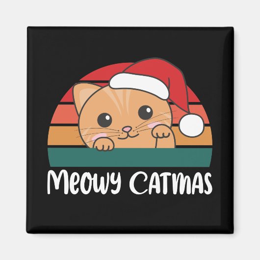 Merry Catmas Funny Cat Christmas Pun Magnet (Vorne)