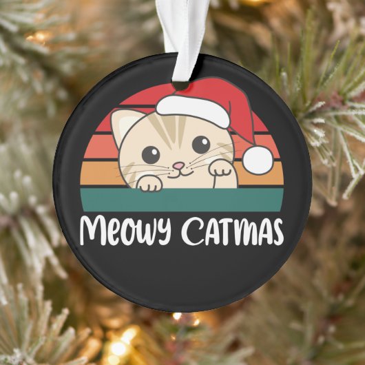 Merry Catmas Funny Cat Christmas Pun Ornament (Baum)