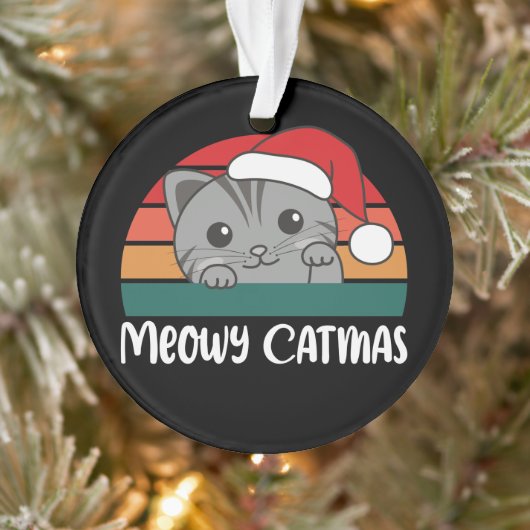 Merry Catmas Funny Cat Christmas Pun Ornament (Baum)