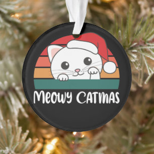 Merry Catmas Funny Cat Christmas Pun Ornament