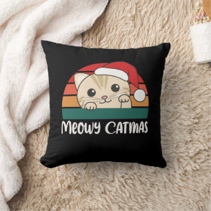 Merry Catmas Funny Cat Christmas Pun Throw Pillow Kissen