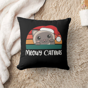 Merry Catmas Funny Cat Christmas Pun Throw Pillow Kissen