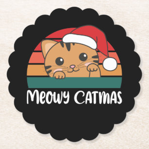 Merry Catmas Funny Cat Christmas Pup Paper Unterse Untersetzer