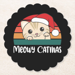 Merry Catmas Funny Cat Christmas Pup Paper Unterse Untersetzer