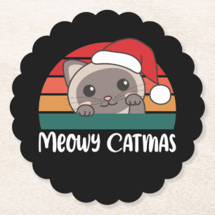 Merry Catmas Funny Cat Christmas Pup Paper Unterse Untersetzer
