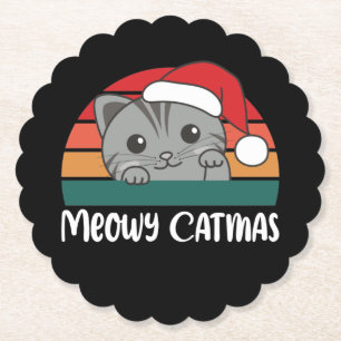 Merry Catmas Funny Cat Christmas Pup Paper Unterse Untersetzer