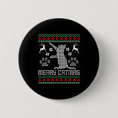 Merry Catmas Funny Cat Christmas Ugly Sweater Men Button (Vorderseite)