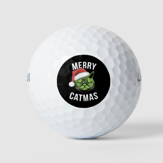 Merry Catmas Funny Cat Liebhaber Weihnachten Golfball (Vorderseite)