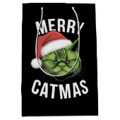 Merry Catmas Funny Cat Liebhaber Weihnachten Mittlere Geschenktüte (Vorderseite)