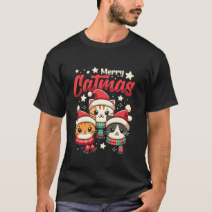 Merry Catmas Funny Cat Mama Katze Vater Weihnachte T-Shirt