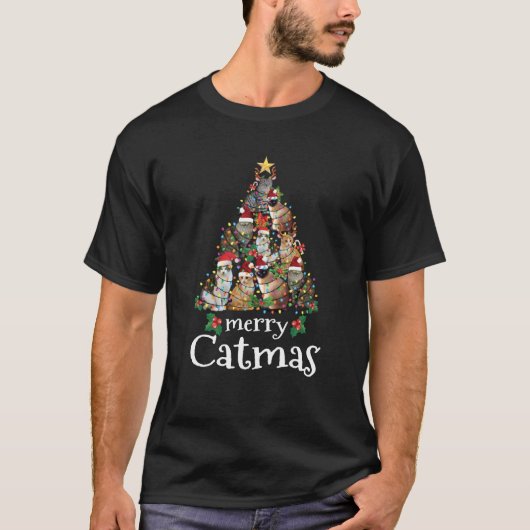 Merry Catmas Funny Cat Mom Cat Dad Christmas Cat S T-Shirt (Vorderseite)
