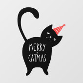 Merry Catmas Funny Christmas Black Cat Pet Shop Fensteraufkleber (Blatt)