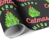 Merry Catmas Funny Christmas Cat Tree Muster Geschenkpapier (Rolleneckpunkt)