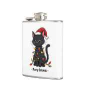 Merry Catmas Funny Christmas Feline Cat Lover Flachmann (Links)