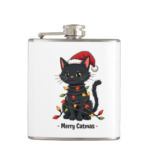 Merry Catmas Funny Christmas Feline Cat Lover Flachmann