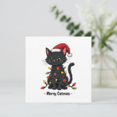 Merry Catmas Funny Christmas Feline Cat Lover Karte (Stehend Vorderseite)