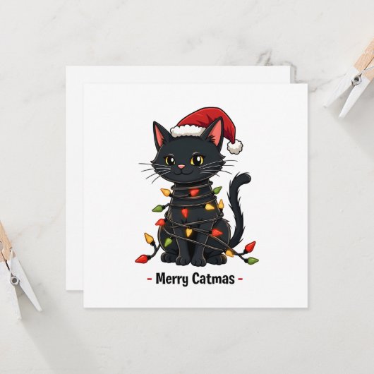 Merry Catmas Funny Christmas Feline Cat Lover Karte (Vorderseite/Rückseite Beispiel)