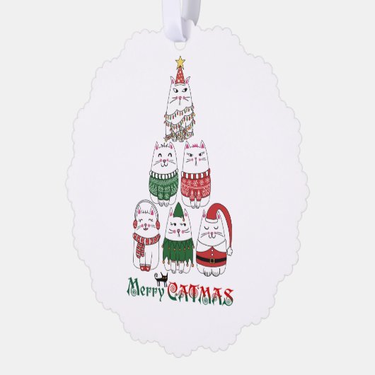 Merry Catmas Funny Christmas Kitten Ornament Karte (Links)