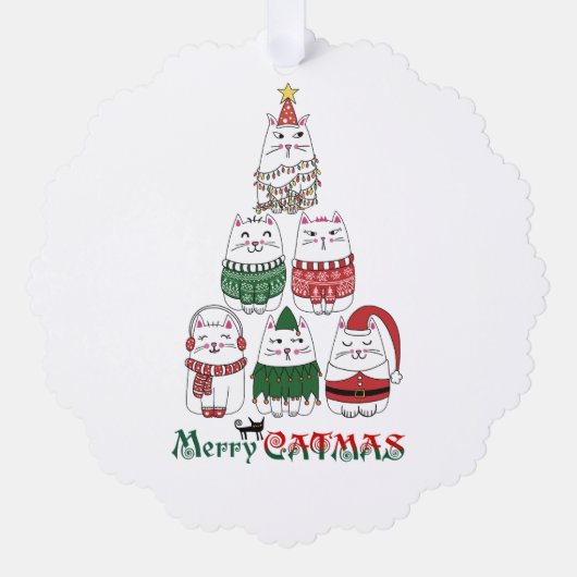 Merry Catmas Funny Christmas Kitten Ornament Karte (Vorderseite)