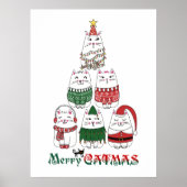 Merry Catmas Funny Christmas Kitten Tree Poster (Vorne)