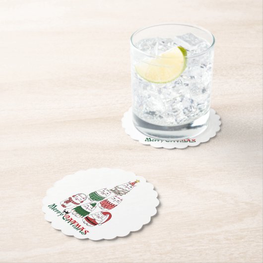 Merry Catmas Funny Christmas Kitten Tree Untersetzer (Vor Ort)