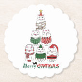 Merry Catmas Funny Christmas Kitten Tree Untersetzer (Vorderseite)