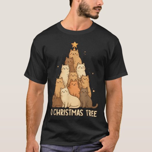 Merry Catmas Funny Christmas Tree Cats T-Shirt (Vorderseite)