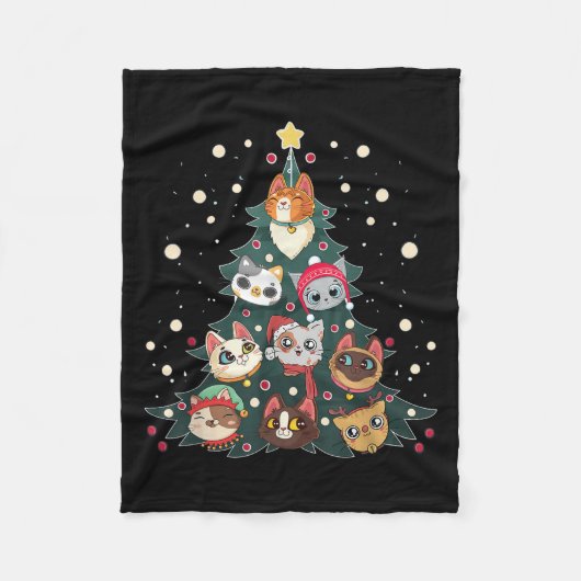 Merry Catmas Funny Christmas Tree, Cats Xmas Meow  Fleecedecke (Vorderseite)