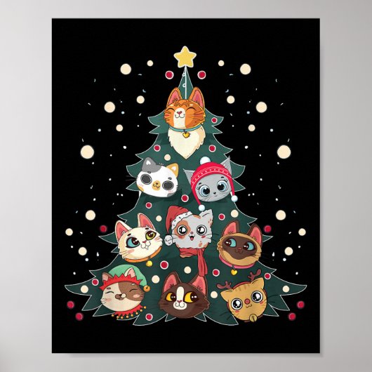 Merry Catmas Funny Christmas Tree, Cats Xmas Meow Poster (Vorne)