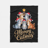Merry Catmas Funny Christmas Tree Matching Meowy X Fleecedecke (Vorderseite)
