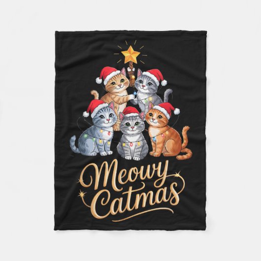 Merry Catmas Funny Christmas Tree Matching Meowy X Fleecedecke (Vorderseite)