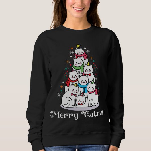 Merry Catmas Funny Funny Niedlich Cats Lover Chris Sweatshirt (Vorderseite)
