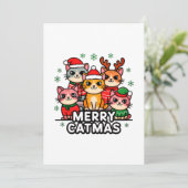 Merry Catmas Funny Holiday Card Feiertagskarte (Stehend Vorderseite)
