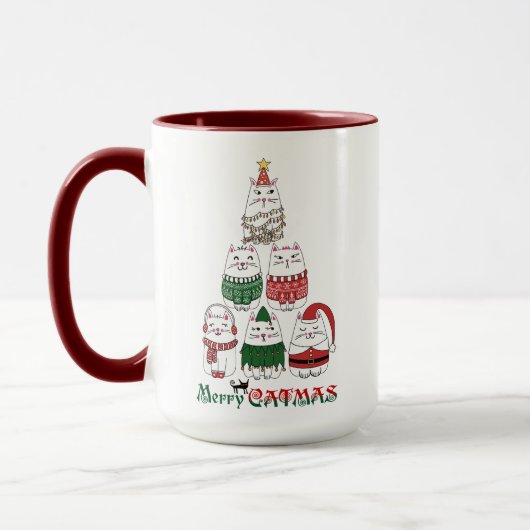 Merry Catmas Funny Meowy Christmas Kitten Tasse (Links)