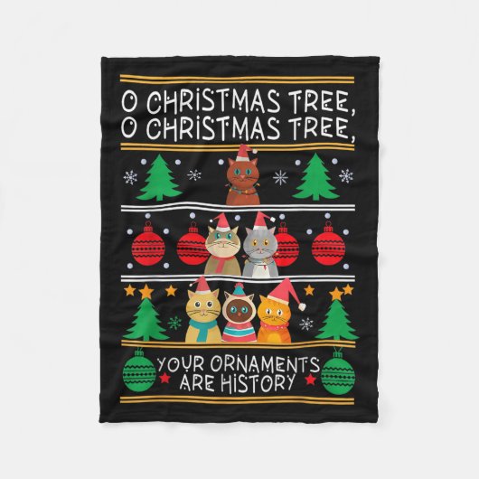 Merry Catmas Funny O Christmas Tree, Cat Xmas Meow Fleecedecke (Vorderseite)