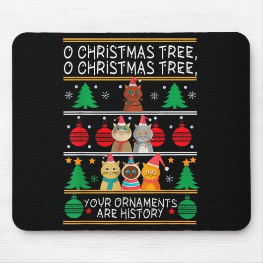 Merry Catmas Funny O Christmas Tree, Cat Xmas Meow Mousepad (Vorne)