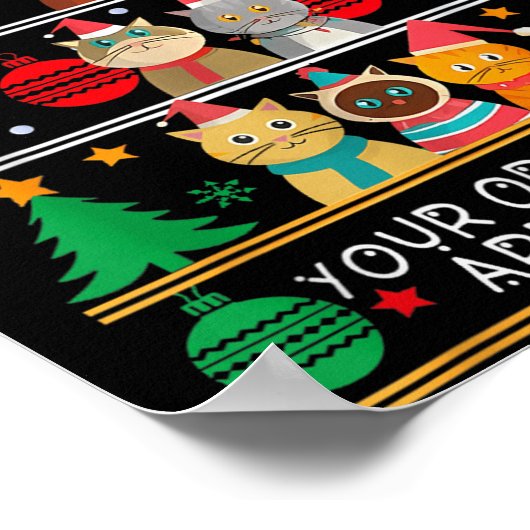 Merry Catmas Funny O Christmas Tree, Cat Xmas Meow Poster (Ecke)