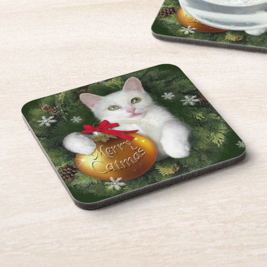 Merry Catmas Getränkeuntersetzer (Linke Seite)
