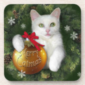 Merry Catmas Getränkeuntersetzer (Vorderseite)