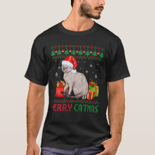Merry Catmas Katze Ugly Weihnachten Siam Katze Mam T-Shirt