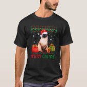 Merry Catmas Katze Ugly Weihnachten Siam Katze Mam T-Shirt (Vorderseite)