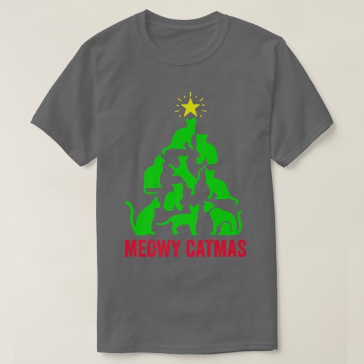 Merry Catmas Katze Weihnachtsbaum T-Shirt (Design vorne)