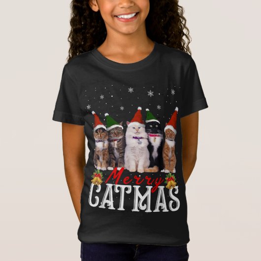 Merry Catmas Matching Family Cat Lover Xmas T-Shirt (Vorderseite)
