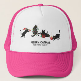 Merry Catmas Naughty Kitten Funny Christmas Hat Truckerkappe