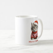 Merry Catmas Niedlich Tabby Kitten Weihnachten Kaffeetasse (VorderseiteRechts)