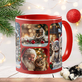 Merry Catmas Photo Collage Christmas Tasse