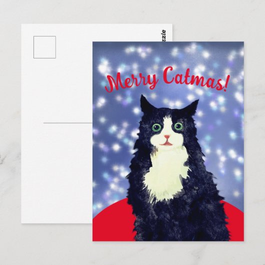 Merry Catmas Postkarte (Vorne/Hinten)