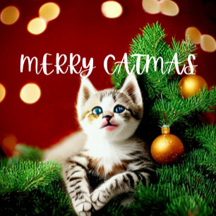Merry Catmas Purrfect Christmas Card Feiertagskarte
