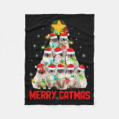 Merry Catmas Santa Birman Cats Christmas Tree Ligh Fleecedecke (Vorderseite)