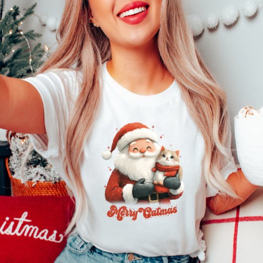 Merry Catmas Santa und Cat T - Shirt